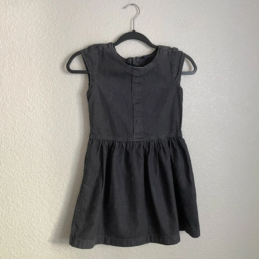 GAP Kids Box Pleat Black Denim Chambray Dress M 8-9